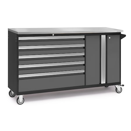 Newage Products Bold Series 62" Project Centre with Stainless Steel Top, Gray 53825